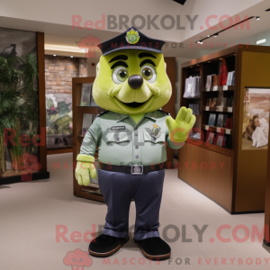 Olive Police Officer mascot...