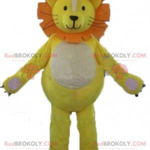 Leeuw mascotte wit en oranje leeuwenwelpje - Redbrokoly.com