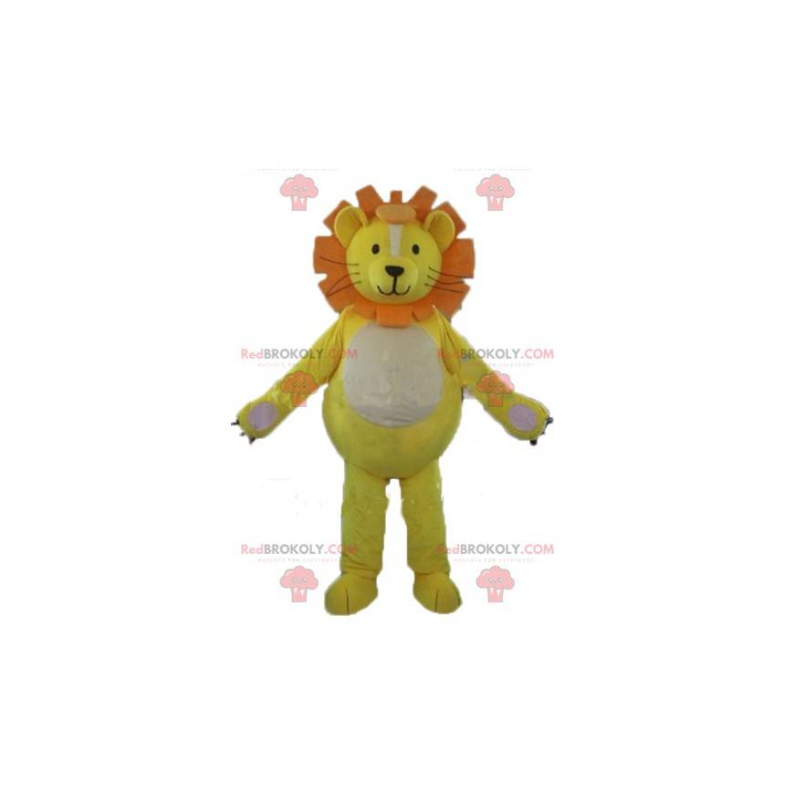 Leeuw mascotte wit en oranje leeuwenwelpje - Redbrokoly.com