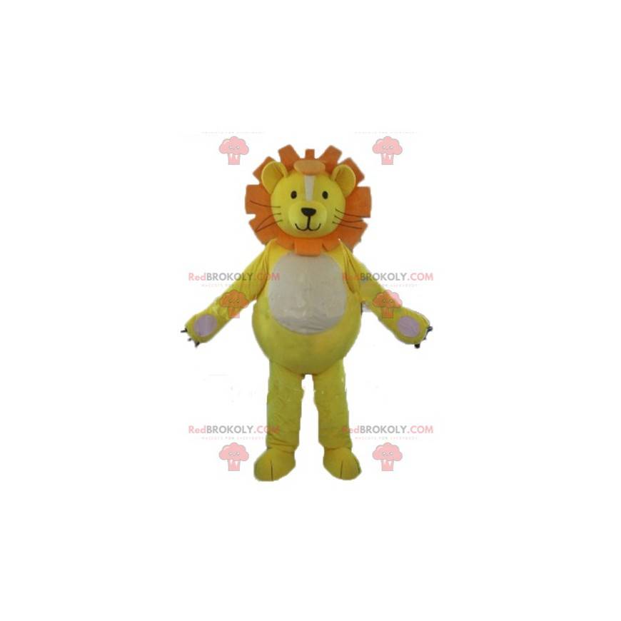 Mascote leão filhote de leão branco e laranja - Redbrokoly.com
