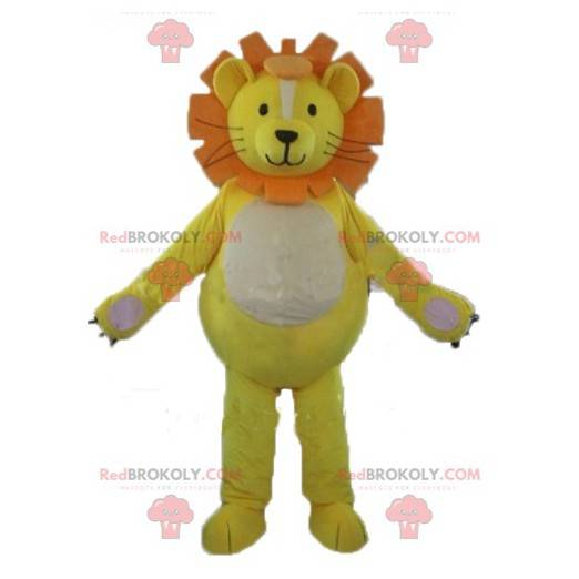 Leone mascotte cucciolo di leone bianco e arancione -