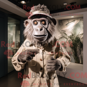 Sølv bavian maskot kostume...