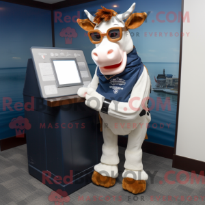 Navy Guernsey Cow mascot...