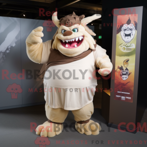 Beige Ogre maskot kostume...