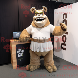 Beige Ogre maskot kostume...