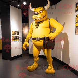 Gul Minotaur maskot kostume...