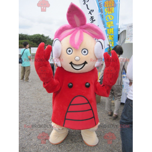 Chica mascota vestida con traje de langosta - Redbrokoly.com