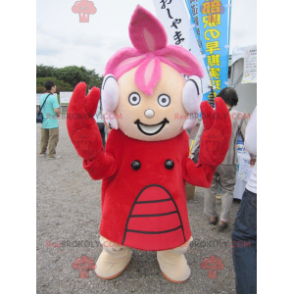 Chica mascota vestida con traje de langosta - Redbrokoly.com