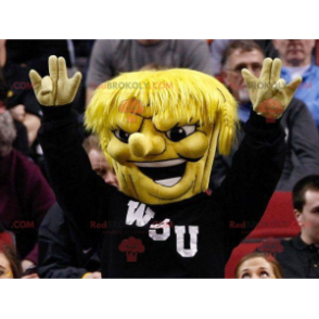 Yellow snowman mascot with black sportswear - Redbrokoly.com