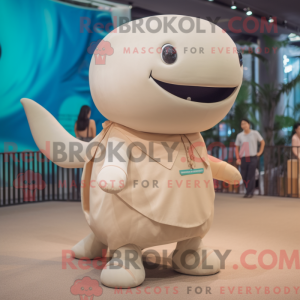 Beige Whale mascot costume...