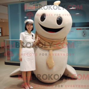 Beige Whale maskot kostume...