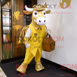 Guld Zebu maskot kostume...