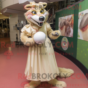 Beige Wolf maskot kostume...