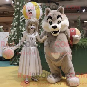 Beige Wolf mascot costume...