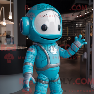 Cyan Astronaut Maskottchen...
