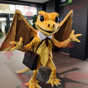 Guld Pterodactyl maskot...