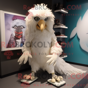 Hvid Harpy maskot kostume...