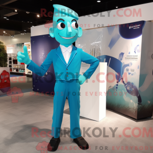 Cyan Acrobat maskot kostume...