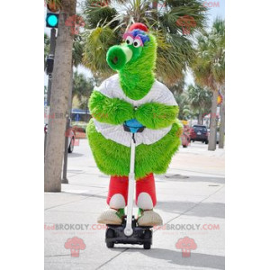 Mascotte de gros oiseau vert poilu - Redbrokoly.com