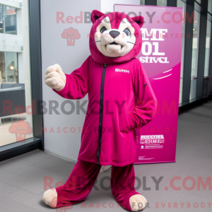 Magenta Puma maskot kostume...