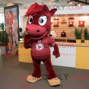 Maroon Mare maskot kostume...