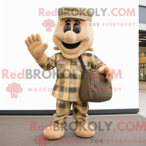 Tan American Soldier maskot...