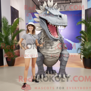 Sølv Spinosaurus maskot...