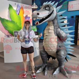 Sølv Spinosaurus maskot...