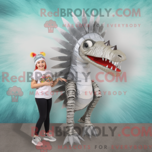 Sølv Spinosaurus maskot...