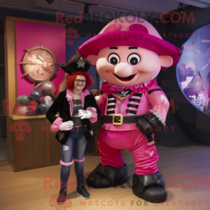 Pink Pirat maskot kostume...