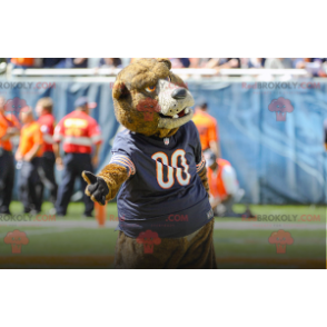 Brown bear mascot with a blue jersey - Redbrokoly.com