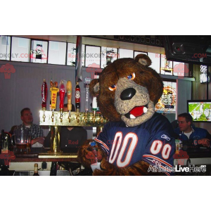 Mascota del oso pardo con una camiseta azul - Redbrokoly.com