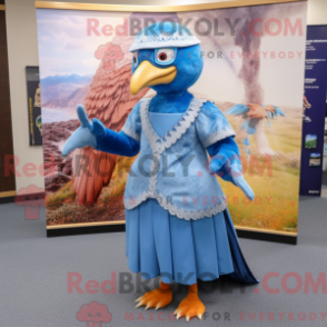 Fantasia de mascote de faisão azul-celeste com saia e bonés - Mascotes faisão - REBROKO_274490 - RedBrokoly.com