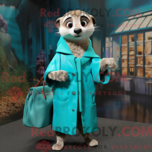 Teal Meerkat mascot costume...