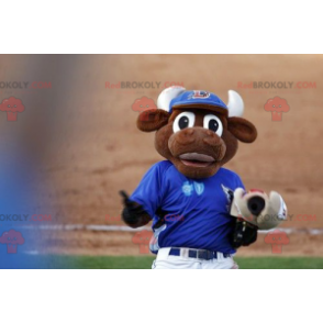 Brown cow mascot with white horns - Redbrokoly.com