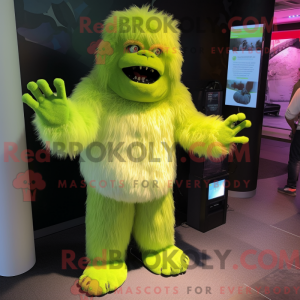 Lime Green Yeti mascot...