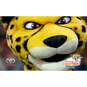 Zwart-wit gele tijger cheetah mascotte - Redbrokoly.com