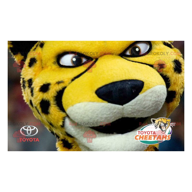 Black and white yellow tiger cheetah mascot - Redbrokoly.com