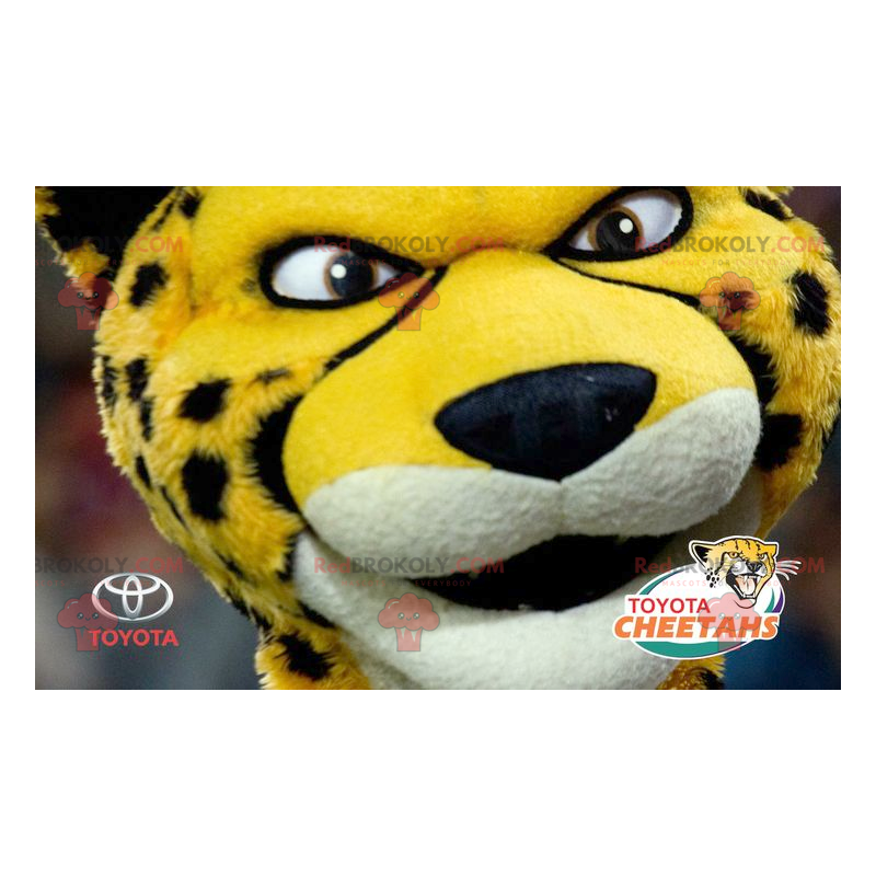 Zwart-wit gele tijger cheetah mascotte - Redbrokoly.com