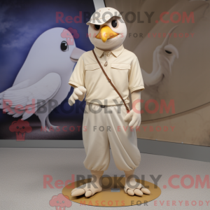 Beige Dove maskot kostume...