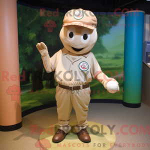 Tan golfbold maskot kostume...