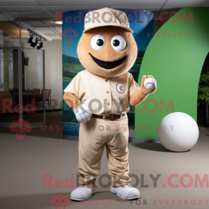Tan golfbold maskot kostume...