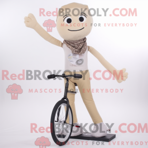 Beżowy Unicyklista maskot...