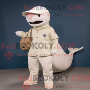 Beige Beluga Whale maskot...