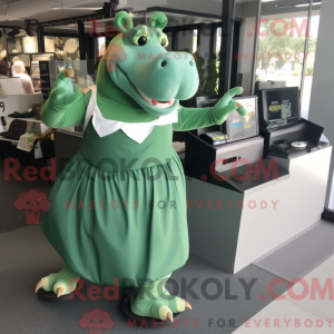 Grøn flodhest maskot...