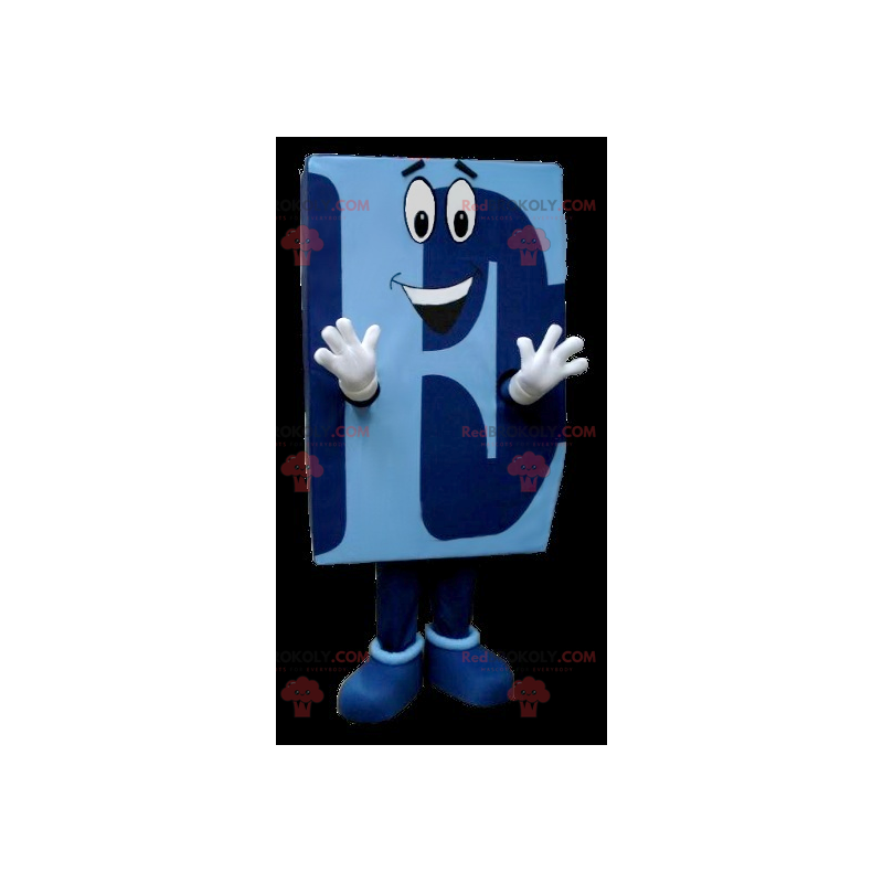 Blue capital letter E mascot - Redbrokoly.com