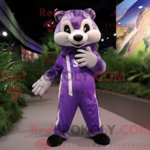 Fantasia de mascote de texugo lavanda com macacão e atacadores - Mascotes Texugo - REBROKO_274705 - RedBrokoly.com