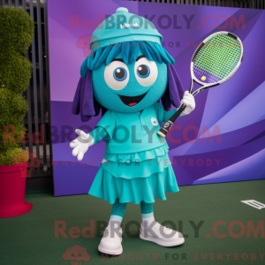 Blauwgroen tennisracket...