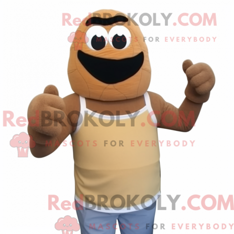 Brun Jugglemaskotdräkt med linne och vantar - Jonglera maskotar - REBROKO_274776 - RedBrokoly.com
