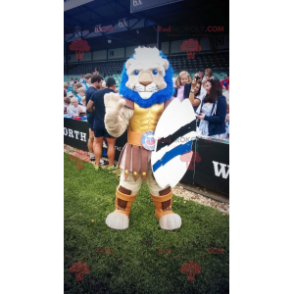 Muscular lion mascot dressed as a knight - Redbrokoly.com